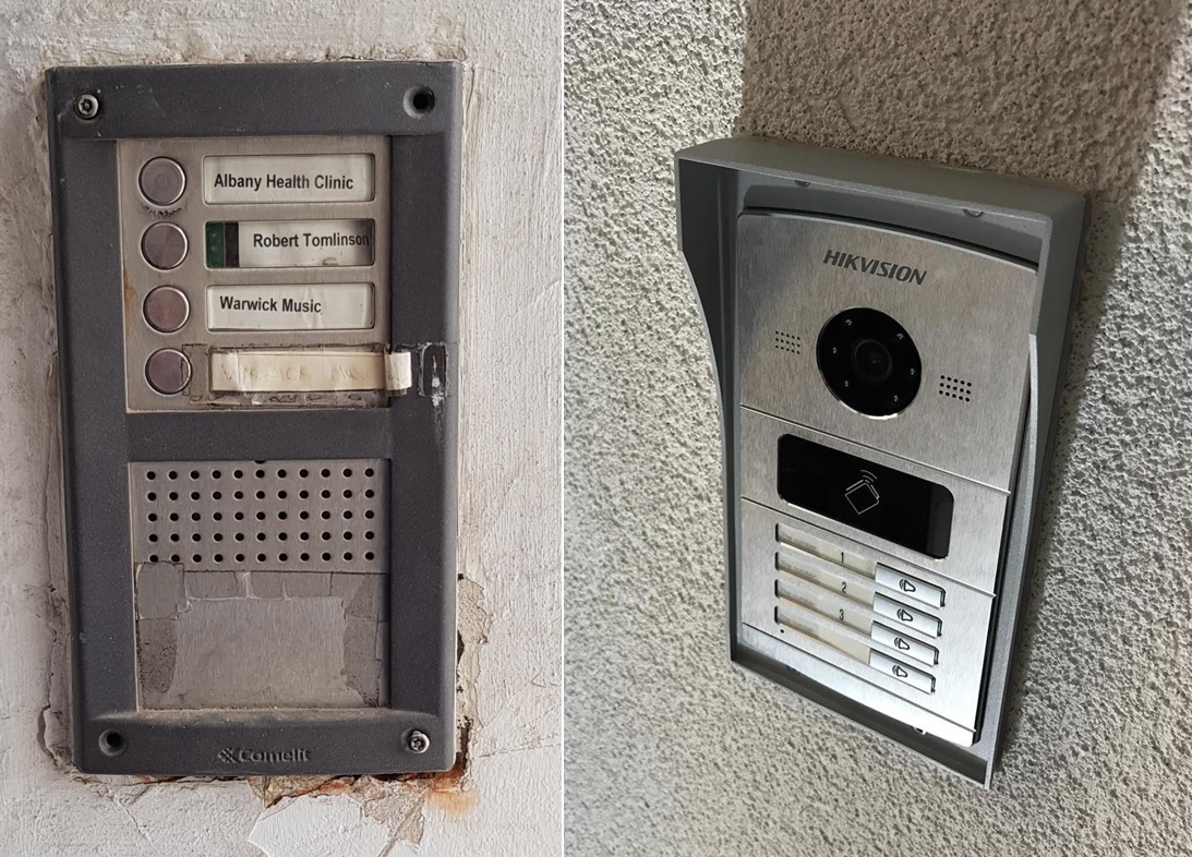 the old and new intercom outdoor station
