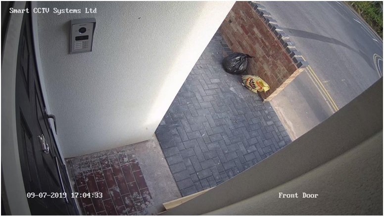 front door footage of our installed CCTV, at 5 PM